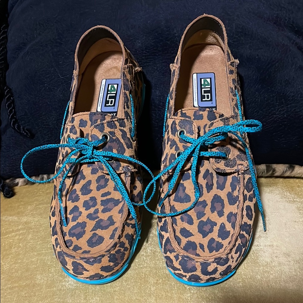 Ariat Leopard Print Shoes with Teal Accents New